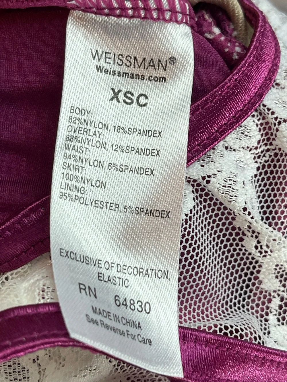 Weissman dance recital costume size XSC white and burgundy train Bleu